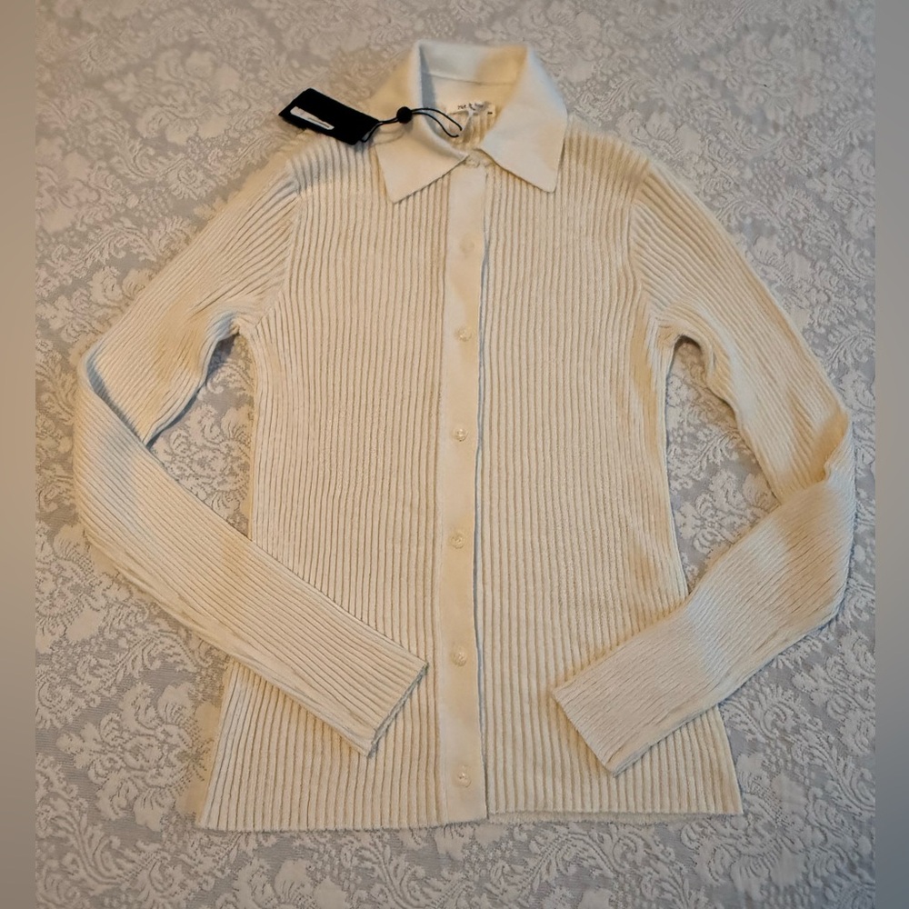 New With Tags Rag & Bone Destiny White Button-Front Top Small